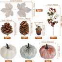 Artmag 25 PCS Pumpkin Decor Set, Artificial Fabric Pumpkins Decor with Acorns, Pinecones, Berries, Maple Leaves for Fall Halloween Thanksgiving Decorations Home Table (Style 6)