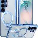 Sky Blue Glossy for Samsung Galaxy S26 Ultra Case [360° Spin Magnetic Stand][Fit for MagSafe][18FT Military-Grade Protection] Slim Durable Hand-Polished Frame Galaxy S26 Ultra Case 6.9", Blue 