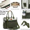 Corduroy Tote Bag for Women 2Pcs Set, 14-Pocket Lightweight Laptop Work Tote, Teacher & College Travel Crossbody Bag