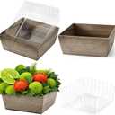 Dandat 2 Set Wooden Centerpiece Box for Wedding Table Decor 10 Inch Rustic Wood Planter Box with Removable Plastic Liner Farmhouse Flower Boxes for Party, Wedding, Baby Shower, Home Garden Decor