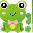 Aoriher Frog Piata with Stick Blindfold and Confetti Frog Birthday Party Favors Decorations for Country Farm Theme Party Supplies Toys Outdoor Games, 15 x 13 x 3.2 Inch