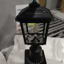 Solar Post Light Outdoor, Dusk to Dawn Vintage Post Lamp with Pier Mount Base, Wireless Black Waterproof Fence Pole Light with Art Glass for Garden Yard Patio Entryway, Head+Base
