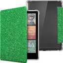 CoBak Case for 7" Ereader - New PU Leather Cover and Clear Soft Silicone Back Cover with Auto Sleep Wake Feature (Jade Glitter)