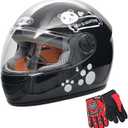 Kids Bike Helmet with Gloves, for Pedal Scooter, Motorcycle, ATV, Quad Bicycle, Suitable for Ages 3-6 (Black)