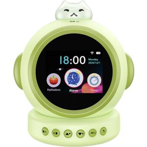 AI Kids Alarm Clock with ChatGPT - Smart Voice Control Alarm Clock for Toddlers, Ok-to-Wake Sleep Trainer with Night Light, Music & Time Learning, Gift for Boys Girls Ages 3-12