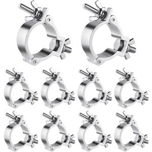 2 Inch Truss O Clamps, 10 Pack Olaalite Aluminum Stage Light Clamps for Truss, Heavy Duty 220LB LED Par Light Moving Head Lighting clamps, Fit for 48-52mm OD Tube/Pipe