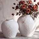 2 Pack Large White Ceramic Vase Set 10.8 Inch Zen Style Vase