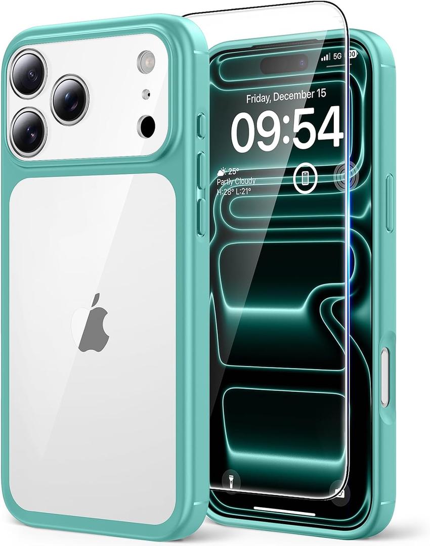 3 x TAURI for iPhone 17 Pro Case, Full Camera Protection with Screen Protector, Anti-Yellowing Military-Grade Protection Shockproof Slim Phone Case for iPhone 17 Pro, Green