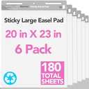 Nortix Sticky Easel Pads, Anchor Chart Paper, Chart Paper for Teachers, Super Adhesive & Bleed-Resistant, 20 x 23 inch, 30 Sheets/Pad, 6 Pads