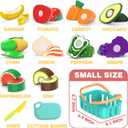 Cutting Play Food Toys For Kids, Pretend Play Kitchen Accessories, Fake Fruits/Vegetables Set With Shopping Storage Basket, Plastic Board And Knife, Birthday Gifts/Educational Toy For Toddler Children