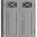 Teamson Home Dawson Contemporary Removable Wooden Wall Cabinet- Gray, Cross Trim Wall Cabinet, 7"D x 20"W x 24"H