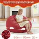 2FT Bean Bag Chair, Comfy Bean Bag Chairs with Memory Foam Filled, Fluffy Beanbag Sofa with Dutch Velvet Cover, Teardrop BeanBag Chairs for Living Room, Playroom - Red