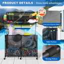 425 Gallon Pool Storage- for Outdoor, Pool & Patio, Holds Noodles, Goggles, Floats & Balls, with Mesh Pockets, Noodle Holder, Towel Drying Function & Rolling Wheels, 2 Sizes (Medium)