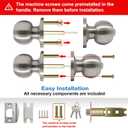 BESTTEN 4 Pack Door Knob with Lock and Key, Keyed Different Entry Door Knob, for Entrance and Front Door, Satin Nickel