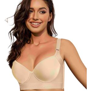 Push Up Bras for Women Daisy Bra Bras for Back Fat Sexy Comfortable Back Smoothing Bra (34B-46DD) (Beige)