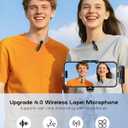 Wireless Mini Microphone for iPhone, Android - 2 Pack Lavalier Microphone for Video Recording, 2 In 1 Noise Reduction Lapel Mic for Ipad, Clip-on Mini Mic with USB-C for Content Creators Podcast