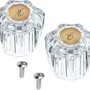 2 Pcs Bathtub Faucet Handles Shower Knobs Replacement Hot and Cold Bathroom Sink Faucet Knob Replacement with Screws Inner Hole Diameter of 8mm Compatible with Delta/LDR/Delex/Peerless Faucets, Gold