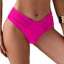 SHENHE Women's V Cut High Leg Ruched Mid Rise Bikini Bottom Swimwear Bathing Suit, Medium