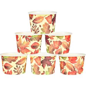 50Pcs Fall Treat Snack Cups Maple Leaves Disposable Ice Cream Cups 9 Oz. Disposable Autumn Thanksgiving Dessert Bowls for Cupcake Picnic BBQ Harvest Gathering Party Supplies