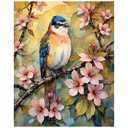 EnLvYY Paint by Numbers Kit for Adults 16x20in, DIY Acrylic Painting on Canvas, Bird and Cherry Blossom with Colorful Flowers, Unframed Beginner Wall Art, Gift for Friends and Family