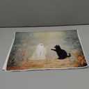 Cute Ghost Decor Kitchen Towels, Halloween Decorative Hand Towels for Bathroom, Ghost and Black Cat Decor Dish Towel, Black Cat Gifts Tea Towels, Halloween Decor for Home, 16x24 Inch