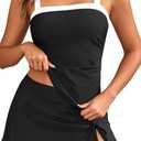 Women Tankini Swimsuits with Skirt - Two Piece Swimsuit Tummy Control Bathing Suits 2025 Swimwear (Large, Black and White)