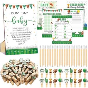 Patelai 321 Pcs Football Baby Shower Decorations Football Touch Down It's a Boy Baby Shower Games Bingo Price Guess for Don't Say Gender Reveal Party Games Supply
