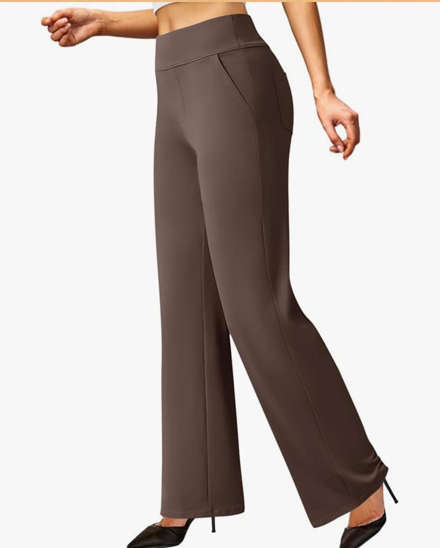 FireSwan Womens Dress Pants Stretchy Wide Leg Work Pants Business Casual Trousers Pull On Office Slacks with Size Large