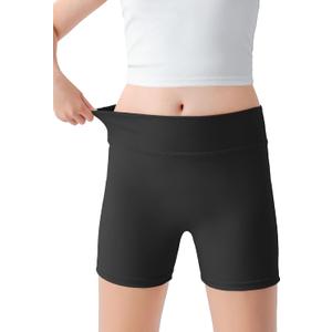 Girls Athletic Shorts High Waisted Tagless Kids Bike Dance Yoga Volleyball Gym Cheer Running Workout Spandex Shorts 9-10Y (Black)