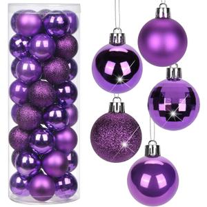 1.57" Purple Christmas Balls Ornaments 40 Pcs Shatterproof Christmas Ornaments Set Halloween Balls Ornaments Dark Purple Ornament for Xmas Tree Holiday Party