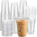 50-Pack Clear Plastic Cups with Lids and Wrapped Straws BPA Free (16 oz)  Disposable Drink Cups for Parties, Events, and Cold Beverages