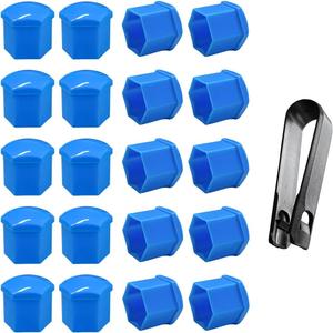 20 PCS Wheel Nut Covers Bolt Caps, 17mm Anti-Theft Wheel Lug Bolt Covers with Removal Tool, Automotive Hub Screw Exterior Protection Cap, Decorative Car Accessories (Normal, Blue)