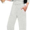 WIHOLL 2 Piece Lounge Sets for Women Summer Vacation Outfits 3/4 Sleeve Tops with Side Ruched Wide Leg Pants Matching Sets (Gray, L)