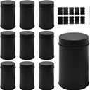 10 Packs Tea Tin Canister with Airtight Double Lids, 17 Fl oz Metal Tea Canisters, Round Tea Storage Organizer Can Box with 10 Stickers and 1 Erasable Chalk Marker (Black)