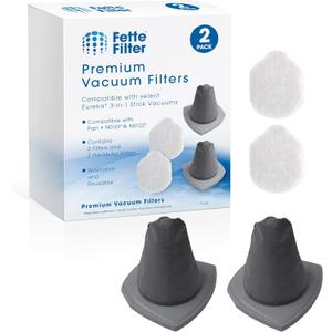 Fette Filter - 2 Pack Vacuum Filter Set Compatible with Eureka NES210, NES212, NES215, NES215A 3-in-1 Stick Vacuums. Compare to Part # N0101 & N0102 (2 Filters and 2 Pre-Motor Filters)