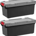 IRIS USA 2-Pack 15 Gallon Lockable Storage Trunk TrailBox, Dark Gray/Gray
