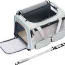Cat, Dog Carrier for Pets up to 20 lbs, Soft-Sided Collapsible Pet Carrier with Upgraded Sturdy Base, Roll-up Curtain and 2 Storage Bags, Cat Bag for Medium Cats and Small Dogs