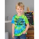 First Day of School Shirt for Kids Boys Back to School T-Shirt Toddler Funny Tie Dye Graphic Tee Short Sleeve Top (Blue&Green, 150<8-9 Years>) (Green)