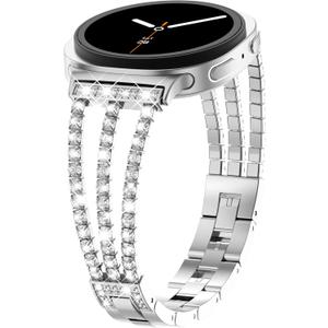 KADES Compatible with Samsung Galaxy Watch 8/8 Classic / 7/6 / 5/4 Band, 40mm 44mm 45mm 47mm, Luxury Diamond Bracelet Chain Band for Women, Bling Jewelry Stainless Steel Strap (Silver)