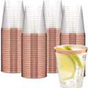 PLASTICPRO Disposable 7 oz Crystal Clear Plastic Tumblers With Rose Gold Rim for Party's & Weddings pack of 100