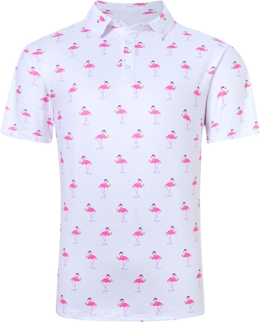 Fanient Men Golf Polo Shirts Short Sleeve 3D Printed Dry Fit Moisture Wicking 4-Way Stretch Summer Athletic Polo Shirts (White, S) Fanient Men Golf Polo Shirts Short Sleeve 3D Printed Dry Fit Moisture Wicking 4-Way Stretch Summer Athletic Polo Shirts (White, S)