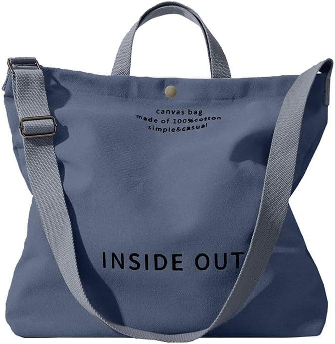 Canvas Tote Bag For Women inside out bag Crossbody Handbag with Adjustable Strap and Coin Purse for Work,Travel,Grocery