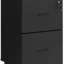 VASAGLE 2-Drawer File Cabinet, Locking Filing Cabinet for Home Office, Small Rolling Printer Stand, A4, Letter-Size Hanging Files, Assembly Required, Black ULCD027T16V2, 16.9"D x 17.5"W x 28.3"H