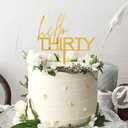 Hello Thirty Cake Topper Gold Acrylic 30th Happy Birthday Cake Topper for Birthday Anniversary Party Cake Decorations Party Supplies