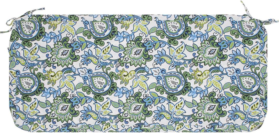 Magpie Fabrics Patio Bench Cushion Cover 42x18x3 Inch, NO Insert! Water Resistant UV Protection Outdoor Swing Loveseat Replacement Cover with Zipper, (Botanical Blue Green)