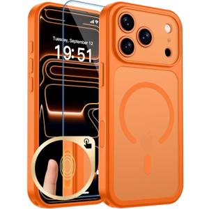 zapica Magnetic for iPhone 17 Pro Max Case, Upgraded [Camera Control Button] [Full Camera Protection] [with 1 Screen Protector] Translucent Matte Shockproof Protective Phone Cover, Starry Orange