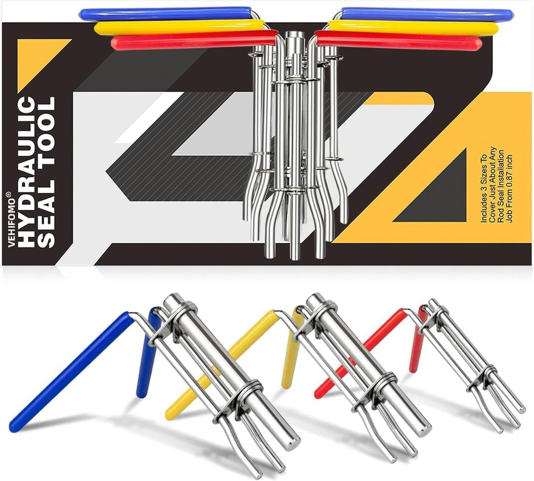 Hydraulic Seal Installation Tools, Hydraulic Cylinder Piston Repair Seal Kit, U-Cup Rod Seal Installation Tool Kits Upgraded Seal Twistor Install Tool Set (3 PCS)