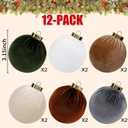 SUPREME XMAS 12 Pcs Christmas Tree Ornaments Set, 80mm/3.15in Large Velvet Christmas Ornaments for Xmas Tree Decorations Shatterproof Hanging Flocked Balls Ornaments Holiday Party Indoor Home Decor