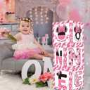 TONIFUL Pink Mouse 1st Birthday Party Supplies Pink Balloon Box with Letters, Mouse Theme One Year Old Birthday Party Favors for Girls Baby Shower B-Day Decoration