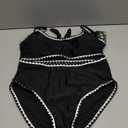 Blooming Jelly Womens High Waisted Bikini Set Tie Knot High Rise Two Piece Swimsuits Bathing Suits (Large, Black B9)